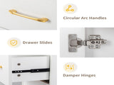 white relief particle board tempered glass 141*50*112cm three doors and two drawers fanless nail 62004166