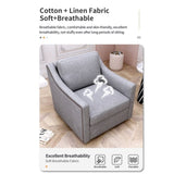360 Degree Swivel Armchair Cotton linen skin-friendly fabric Ergonomic design Brass nail decorative W2113127543