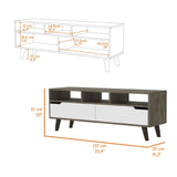 ZUN Hamburg TV Stand For TV´s up 52", Four Legs, Three Open Shelves,Two Upturned Drawers B128P148920