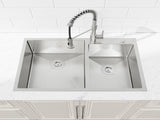 33"x19" Embedded Double Bowl Kitchen Sink, Overmount Handmade Sink in Brushed Unable 51108838