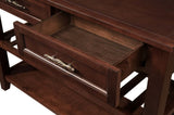 Console Sofa Table with 2 Storage Drawers and 2 Tiers Shelves, Mid-Century Style 42'' Solid Wood W120284583