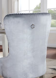 Classic Gray Flannelette 2pcs Sides Crystal-like Acrylic Buttons Upholstered Wingback Dining B011P306179