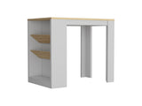 Kitchen Island 41" H, 2 Bottle Organizer and Shelf, White / Macadamia B097133048