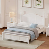 Full Size Wood Platform Bed Frame,Retro Style Platform Bed with Wooden Slat Support,White 43376167