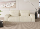 Modern Corduroy Loveseat with 2 Throw Pillows, Soft Double Seat Sofa for Cozy Living Spaces, Ribbed 01204912