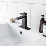 ZUN Bathroom Faucet Single Hole, Single Handle Stainless Steel Faucet for Bathroom Sink with Deckplate W1224P195894