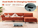 Modular L-Shaped Sectional Sofa, 95 Inch Multi-Functional Linen Fabric Couch with AC & USB Charging 71326154