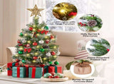 Set of 2 2FT Frosted Tabletop Christmas Trees with Warm White LED Lights, Pinecones & Berries, Green 60201351