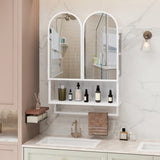 23.62" Modern Double-Arched Mirror Cabinet,2 Doors Medicine Cabinet, Metal Wall Cabinet with W757P314591