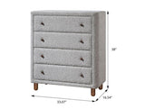Grey 4-Drawer Upholstered Chest B062P209026
