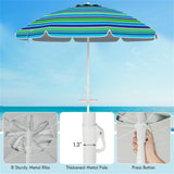 7.2 Feet Outdoor Beach Umbrella with Tilt Mechanism 16250185