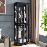 Elegant Lighted Glass Curio Display Cabinet Wooden Frame Storage for Living Room, Kitchen & Pantry W1758P297547