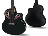 41 inch Cutawary Round Back Acoustic Guitar Spruce Top Grape Hole Black 53570421
