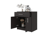 Barbados Pantry Cabinet 33" H with Top Drawer, Double Doors and Interior Shelves, Dark Walnut B097P474319