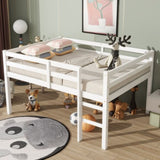 Full Rubber Wood Loft Bed with Ladder,White W504P283526
