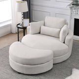 Welike Swivel Accent Barrel Modern Sofa Lounge Club Big Round Chair with Storage Ottoman W83469808
