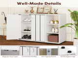 Adjustable Shelf Shoe Cabinet, 2-Door Enclosed 3-Tier Open Storage Organizer for Entryway-White 34855833