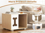 Cat Dog House Dog Bed Side Table Wooden Dog Condo with Bone-shape Window and Thick Metal Legs 58782516