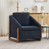 057-Set of 1 Chenille Fabric Modern Upholstered Armchair with Wooden Side Frame , Accent Leisure W527P239829