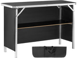Folding Portable Bar Table with Carrying Case, Storage Shelf, and Black Skirt, 38.39" x 15.16" x 06288849
