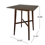 ZUN Modern Bar Height 42" Dining Table, Rubberwood Legs and Laminate Table Top, Walnut Finish, Black 65503.00WALN