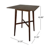 ZUN Modern Bar Height 42" Dining Table, Rubberwood Legs and Laminate Table Top, Walnut Finish, Black 65503.00WALN