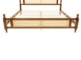 Queen Pine wooden Bed with Rattan Headboard and Footboard, with Central Enhanced Bed Platform,Walnut W504P269833