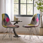 ZUN Patchwork Accent Chair Bohemian Style Fabric‎ Chair with Chromed Legs Geometric Pattern Chair, 18D x 56395.00