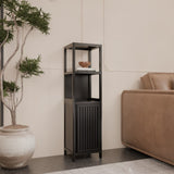 A 52-foot-tall black linen tower bamboo storage cabinet, suitable for main living spaces such as W2207P327623