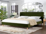 Stockholm Modern Wavy Headboard Platform Bed, King, Olive Green Performance Velvet B2719P238207