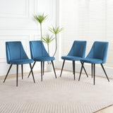 Modern blue velvet dining chair, fabric upholstery chair, black metal chair feet for home living W210P225908