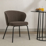ZUN 041-Set of 1 Fabric Dining Chair With Black Metal Legs,Dark Brown 94450016