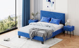 ZUN Simple Queen Size Upholstered Bed Frame with Rivet Design, Modern Velvet Platform Bed with WF322805AAC