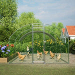 ZUN Large Chicken Coop Metal Chicken Run with Waterproof and Anti-UV Cover, Dome Shaped Walk-in Fence W2505P171905