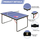 DOUBLE FISH Mid-Size Portable Ping Pong Table, 4ft Compact Foldable Table Tennis Table Set with Net, 84548710