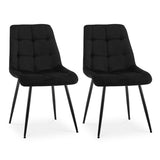 Velvet Dining Chair set of 2, Metal Legs, Adjustable Feet, Black 62151339
