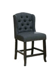 Rustic Style 2pc Counter Height Chair Bold Distressed Nailhead Trim Wingback Antique Black Finish B2741P408967
