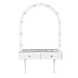 Floating Makeup Vanity Desk with Mirror & 3-Color Lights, Wall Dressing Table with Power Outlet, N844P263662A