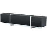 ON-TREND White & Black Contemporary Rectangle Design TV Stand, Unique Style TV Console Table for TVs WF300852AAB