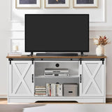Modern Farmhouse Wood TV Stand for TVs up to 58 inches, with Sliding Barn Doors, 3 Adjustable T3685P342917