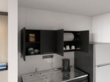 Stockton Rectangle Four Swing Doors Wall Cabinet Black Wengue B06280441
