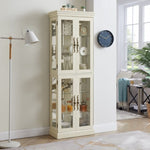 ZUN Lighted Glass Curio Display Cabinet,Display Cabinet,Glass Storage Cabinet Glass Wine cabinet Wood W2275P199812