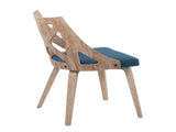 Chair in White Washed Wood and Blue Fabric - Set of 2 B202P223450