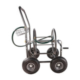 ZUN Garden Hose Reel Cart - 4 Wheels Portable Garden Hose Reel Cart with Storage Basket Rust Resistant W227P194231