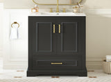 24"Bathroom Vanity with Sink, MDF Cabinet with Solid Wood Frame, 1 Divided Drawer and 2 Soft Close N729P321378B