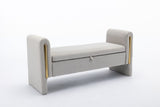 032-Velvet Fabric Storage Bench Bedroom Bench With Gold Metal Trim Strip For Living Room Bedroom W527122005