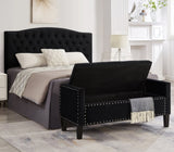 Upholstered Tufted Button Storage Bench with nails trim,Entryway Living Room Soft Padded Seat with W2186139086