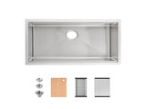 Stainless Steel Kitchen Sink, 30x19 Single Bowl, Undermount Handmade Sink in Brushed, with Cutting 37227082