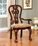 Formal Classic Set of 2pc Arm Chairs Dining Room Cherry Solid wood Damask Print Fabric Seat B011P248054