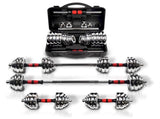 Adjustable Dumbbell Set With 3 in 1 Dumbbell Barbell Metal Connecting Rod, Chromed Weights, 94973263